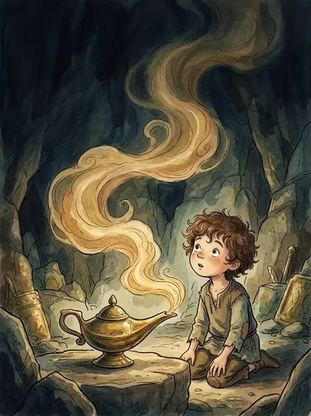 An illustration from The Magic Lamp
