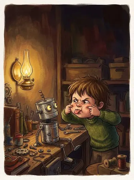 An illustration from The Robot Who Couldn't Laugh
