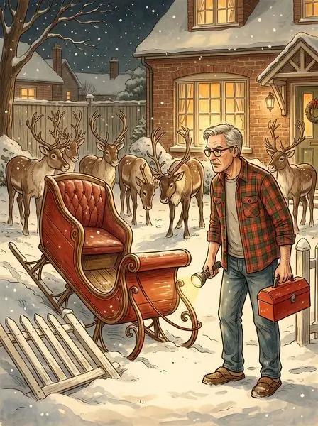 Cover illustration for The Sleigh in the Backyard