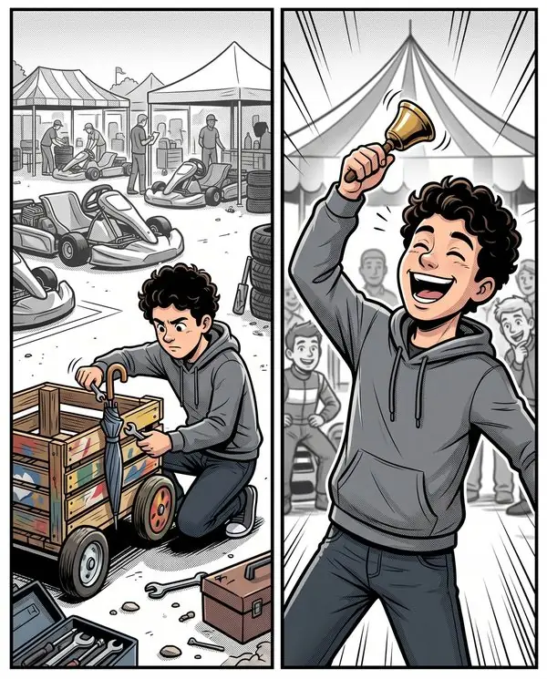 The same character on a page of the book