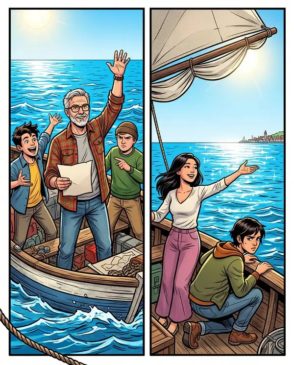 The same character on a page of the book