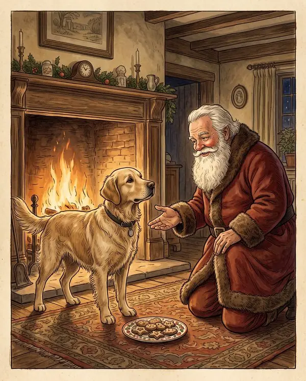 Page from a finished copy of The Dog Who Guarded Christmas