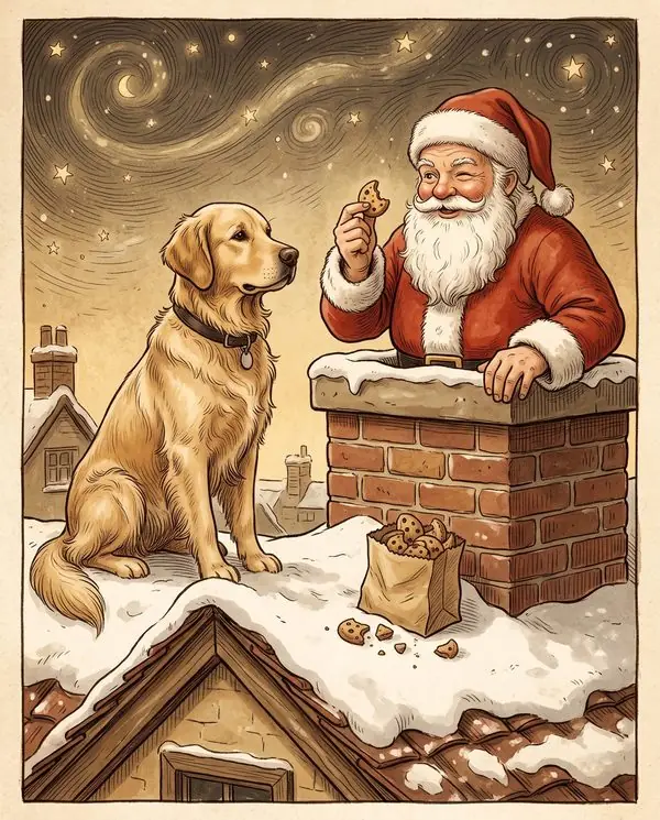 Page from a finished copy of The Dog Who Guarded Christmas