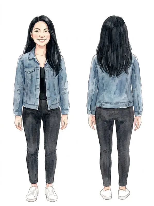 The character drawn from it, front and back