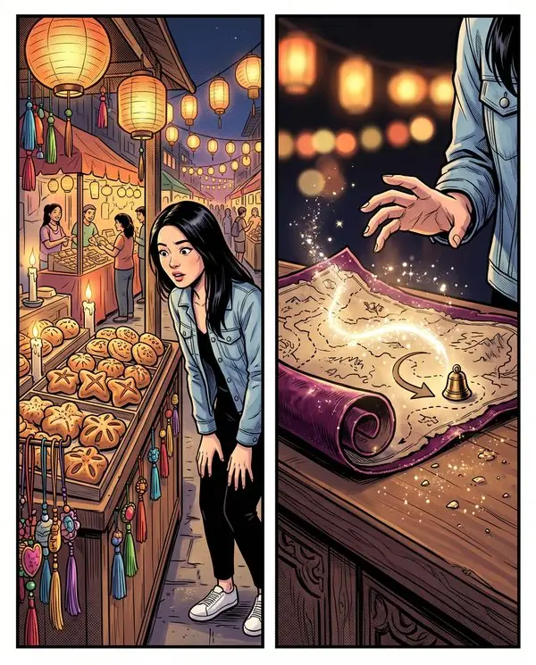 The same character on a page of the book