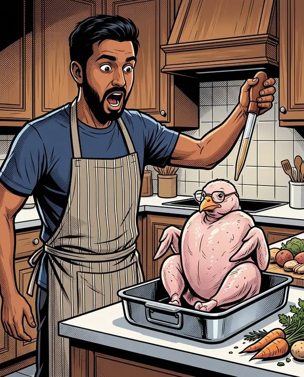 Page from a finished copy of The Turkey Who Knew Too Much