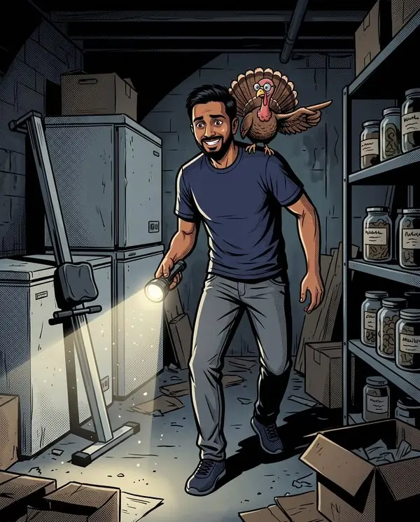 Page from a finished copy of The Turkey Who Knew Too Much